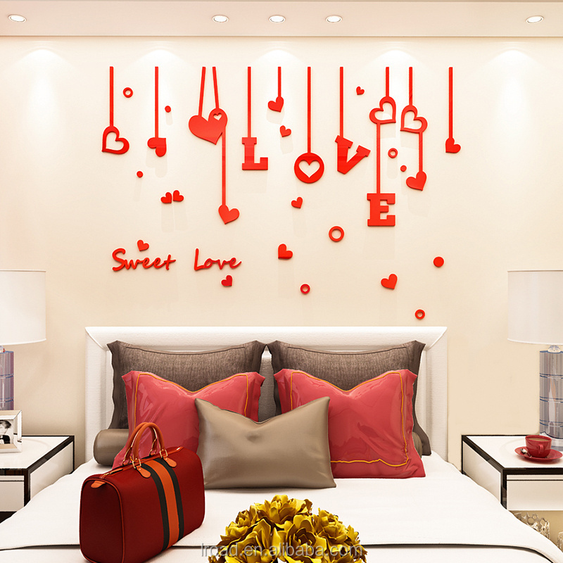 Sell romantic love wall stickers acrylic decorative stickers home decorative stickers