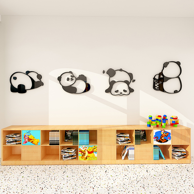 Lovely Panda Combination Wall Sticker 3D Acrylic Wall Sticker Kindergarten Children's Bedroom Home Decoration Wall Decal