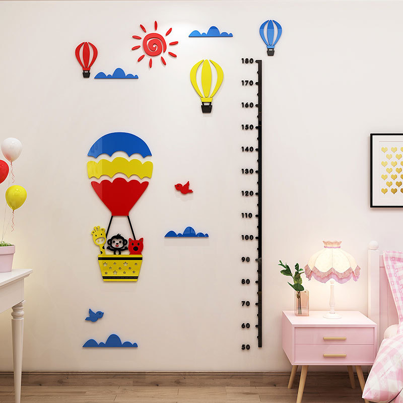 Hot air balloon height measurement 3D wall sticker wall decoration children's room kindergarten game room Acrylic Sticker