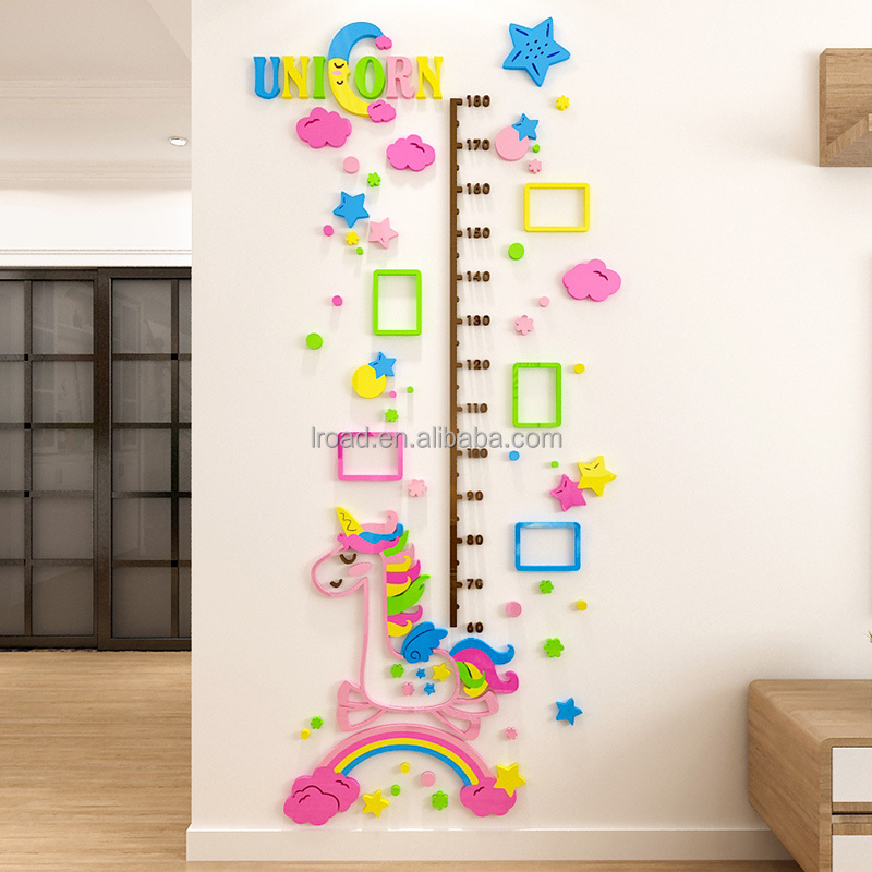 Cartoon  wallpaper Unicorn  lovely children's height measurement wallpaper baby wallpaper (with photo frame)