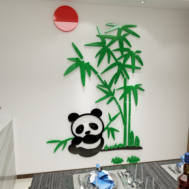 Cute pandas playing in bamboo forest wall sticker kids room bedroom wallpaper diy home decals