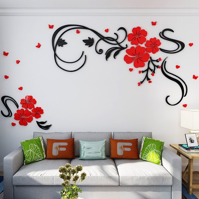 Flower design TV backdrop wall stickers TV cabinet wall decals for living room poster flower