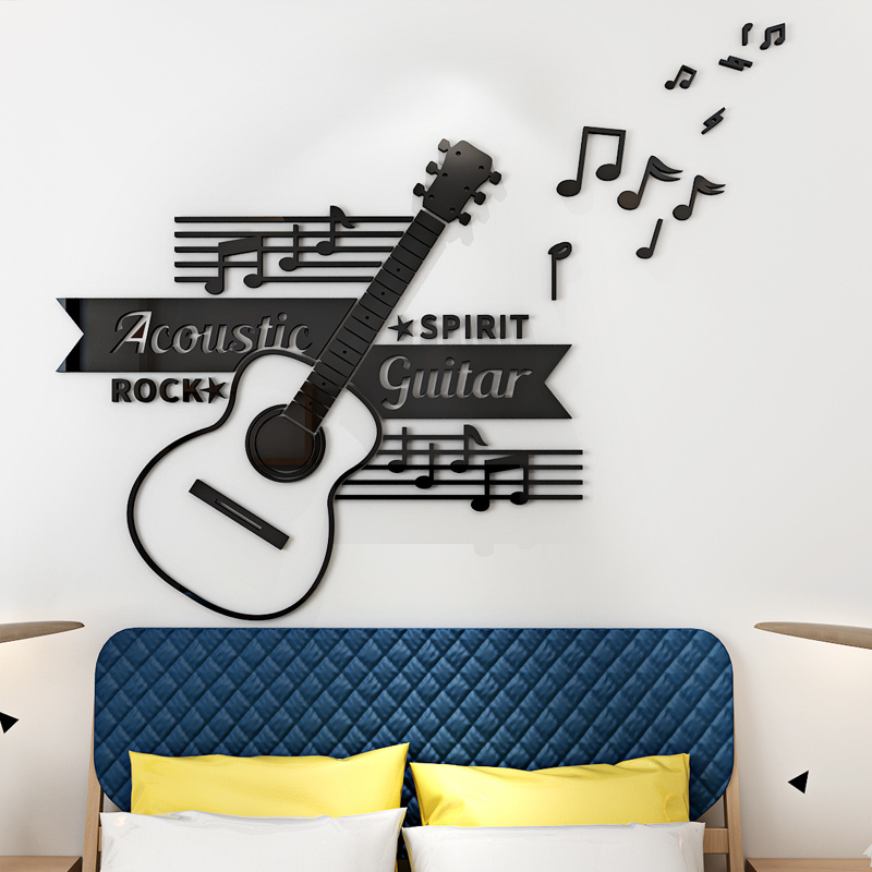 DIY Creative Musical Note Wall acrylic Home Decoration Bedroom Music Classroom 3D Wall stickers