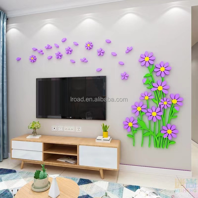 Ins wind daisy 3D three-dimensional wall stickers living room bedroom acrylic wall stickers sofa TV background decoration