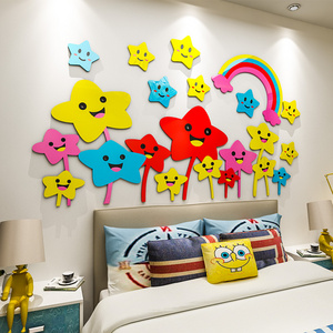 Colorful lovely cartoon stars wall decor stickers kids room wall art playroom wall decorative