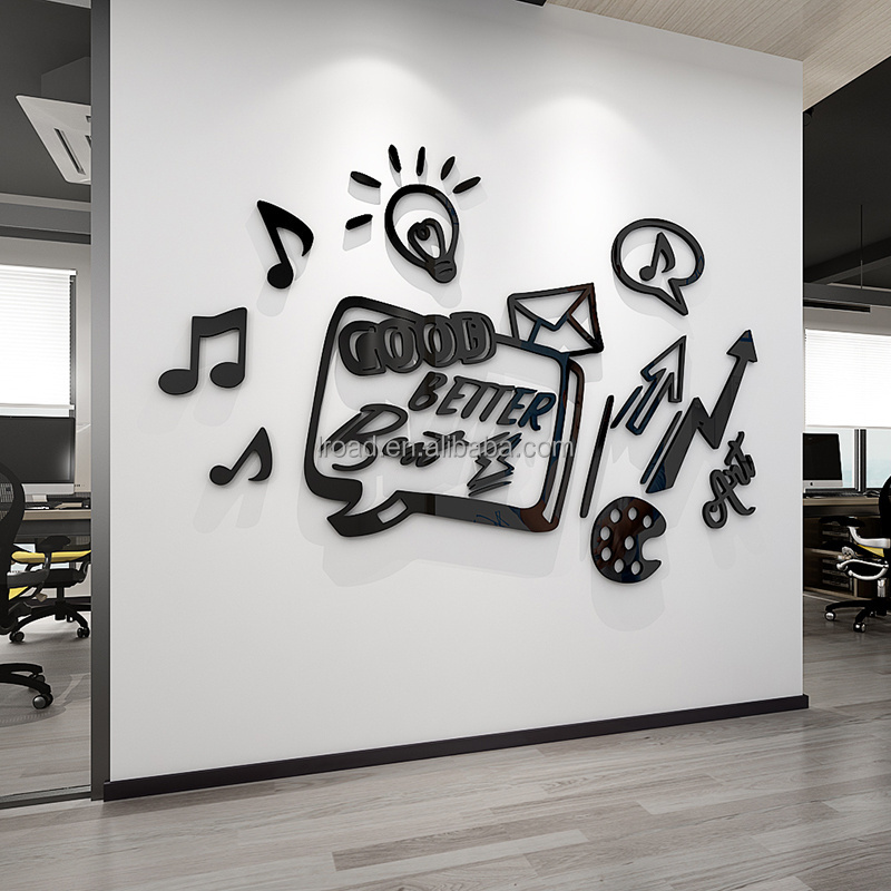 New creative trend three-dimensional wall sticker self-adhesive company office personalized art wall decoration