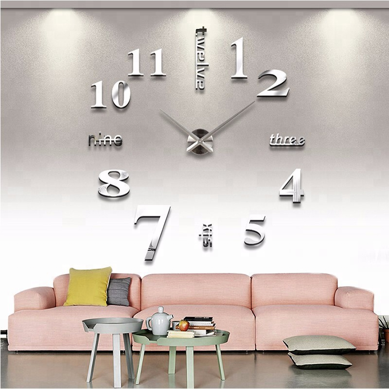 Hot sale modern 3d diy sticker wall clock for home decor