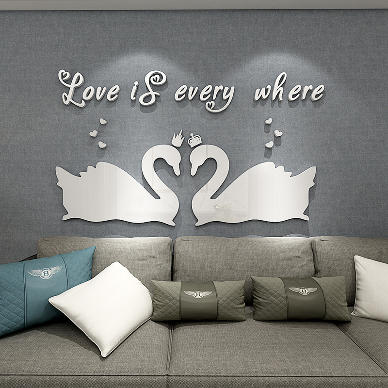 3D Wall Mirror Decal  stickers Swan acrylic art wall sticker DIY home decoration children's room bedroom bathroom decoration