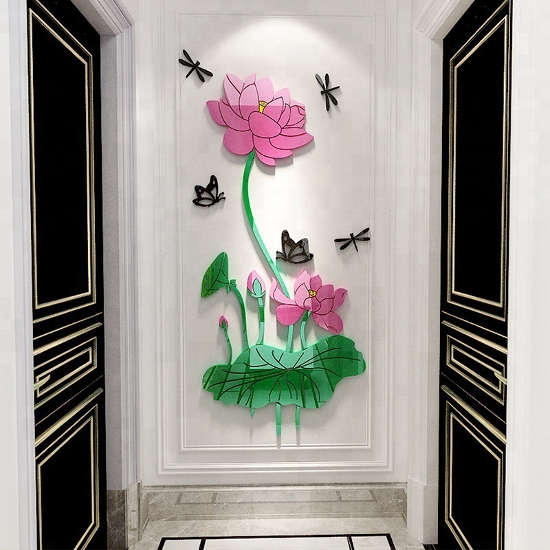 Chinese Lotus Flower art wall sticker for kids room bedroom home decorative wall decals waterproof