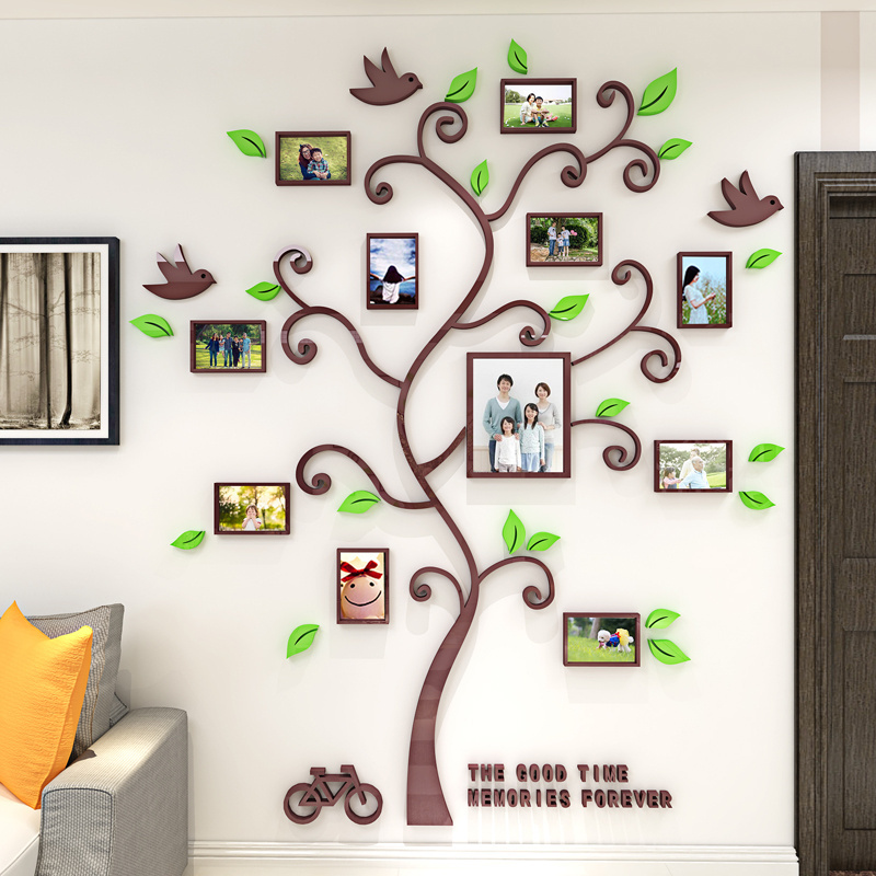 Acrylic Photo Frame wall Family memory Tree Stickers 3d Three-dimensional Wall sticker home decor Living room