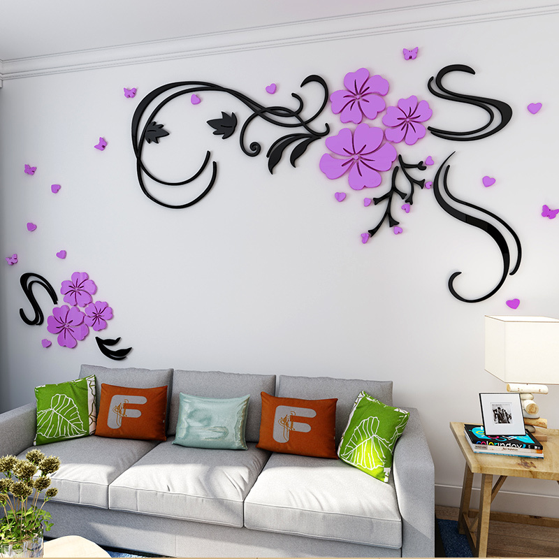 Flower design TV backdrop wall stickers TV cabinet wall decals for living room poster flower