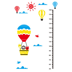 Hot air balloon height measurement 3D wall sticker wall decoration children's room kindergarten game room Acrylic Sticker