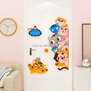 Cute cartoon simons cat  door stickers  3D Acrylic wall sticker   home decor stickers