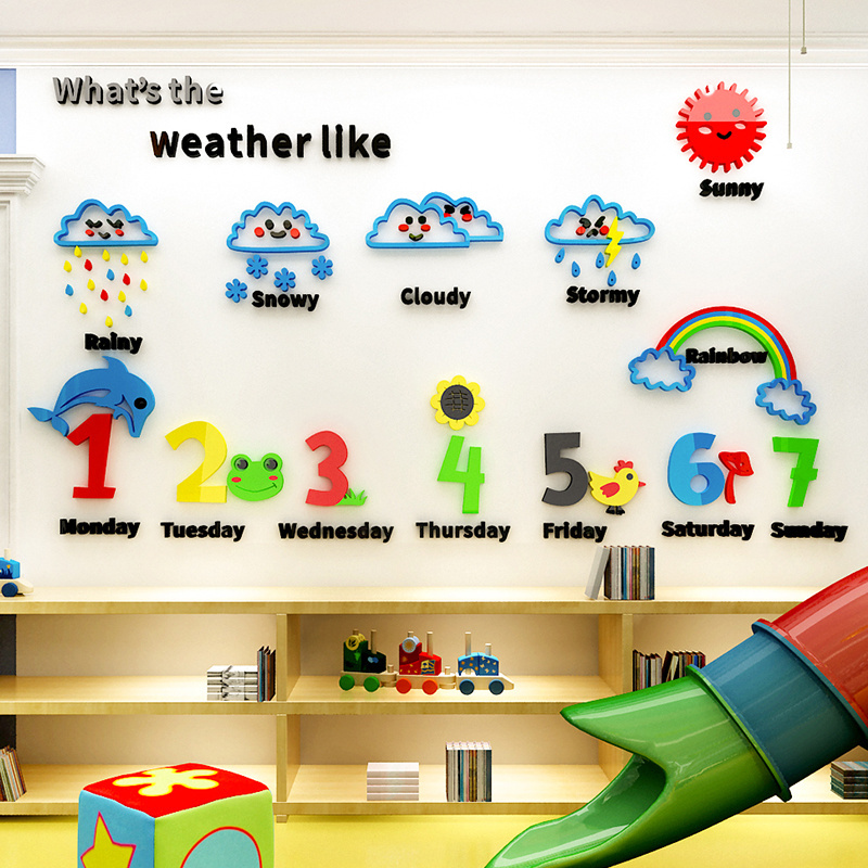 Lovely weather like kindergarten  transparent wall decal nursery decor stickers