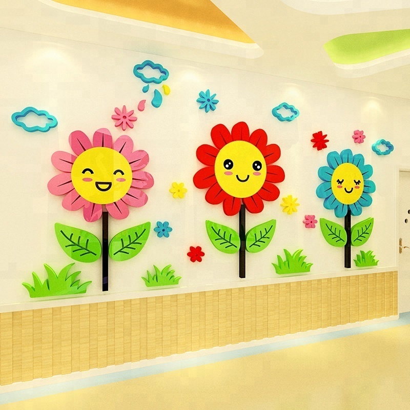 DIY sunflower wall stickers decal for Girls Nursery Babys Bedroom Kitchen Offices Decoration