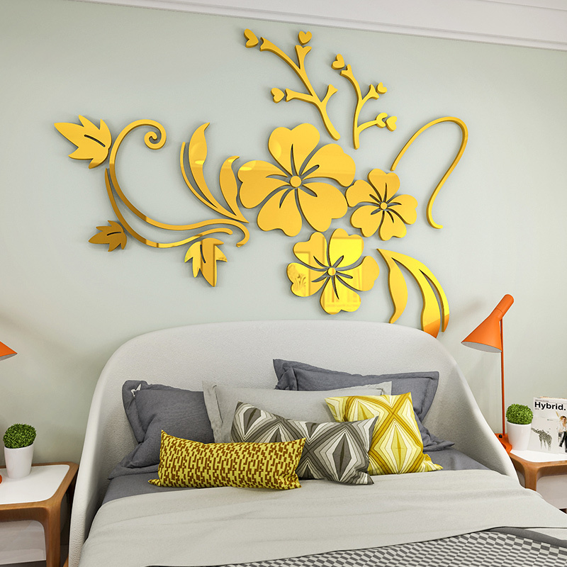 living room sofa children's room baby house Mirror flower 3D wall stickers for decoration