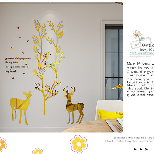 Geometric Deer Head Wall Sticker Geometry Animal Series Decals 3D acrylic Wall sticker for living room