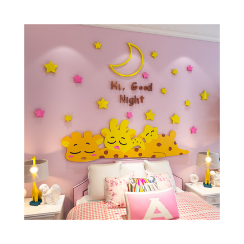 Cute animal series cartoon deer bedside stickers acrylic decorative wall for children's room