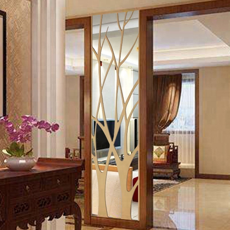 The large tree mirror wall art decor in acrylic wall stickers for house decoration