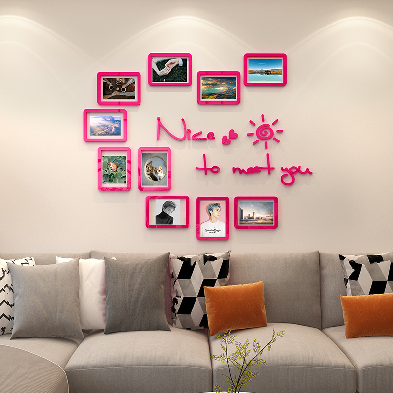 Forest deer family photo frame tree wall sticker 3D Acrylic Sticker bedroom living room home wall decoration