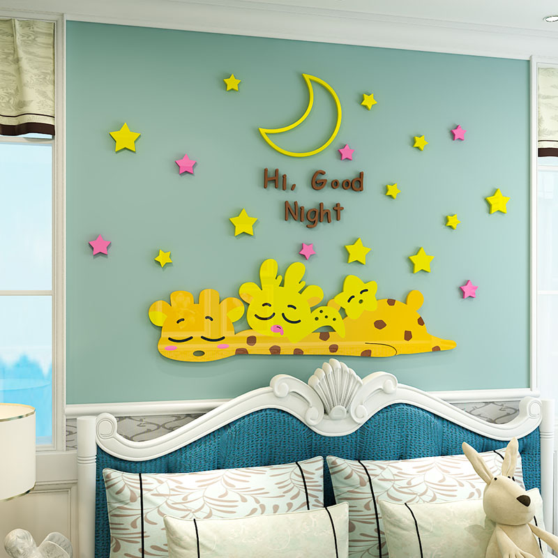 Cute animal series cartoon deer bedside stickers acrylic decorative wall for children's room