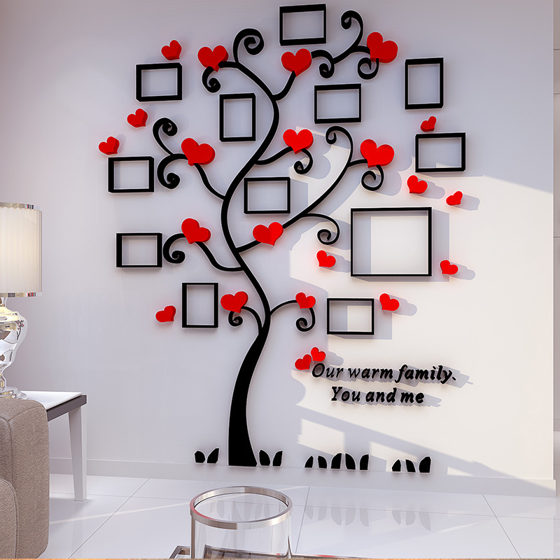 Creative Home Decoration Self Adhesive Photo Frame Family Tree Wall Decal DIY acrylic Removable Art 3D Wall Sticker