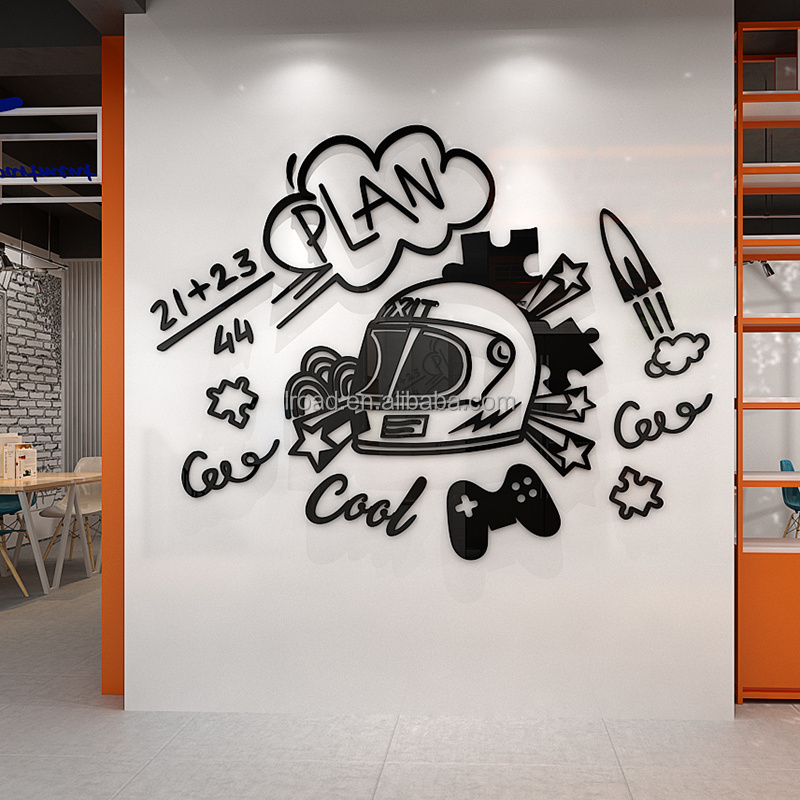 New creative trend three-dimensional wall sticker self-adhesive company office personalized art wall decoration