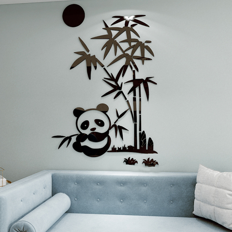 Cute pandas playing in bamboo forest wall sticker kids room bedroom wallpaper diy home decals