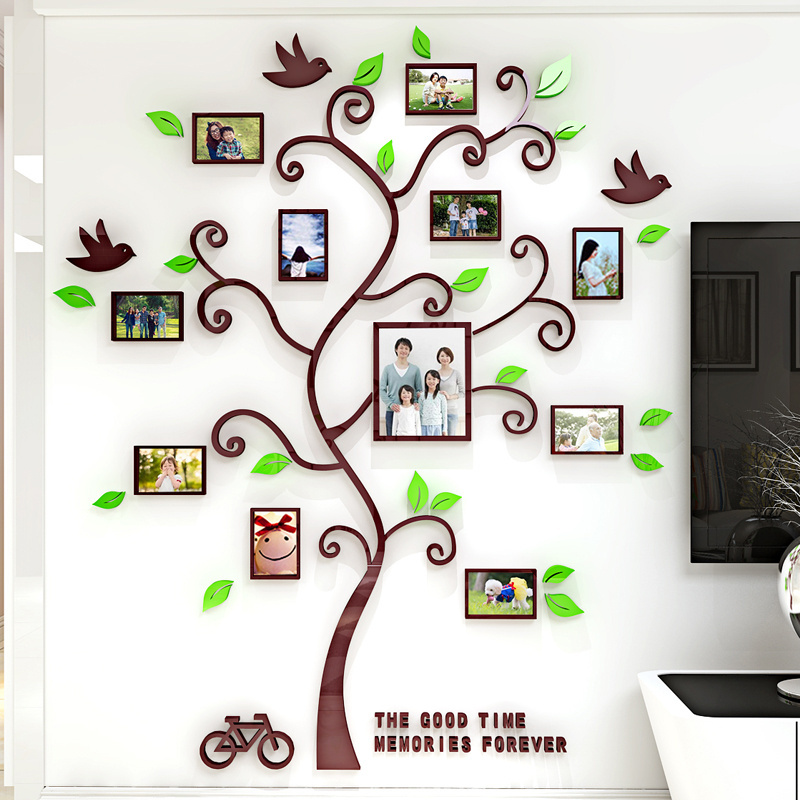 Acrylic Photo Frame wall Family memory Tree Stickers 3d Three-dimensional Wall sticker home decor Living room