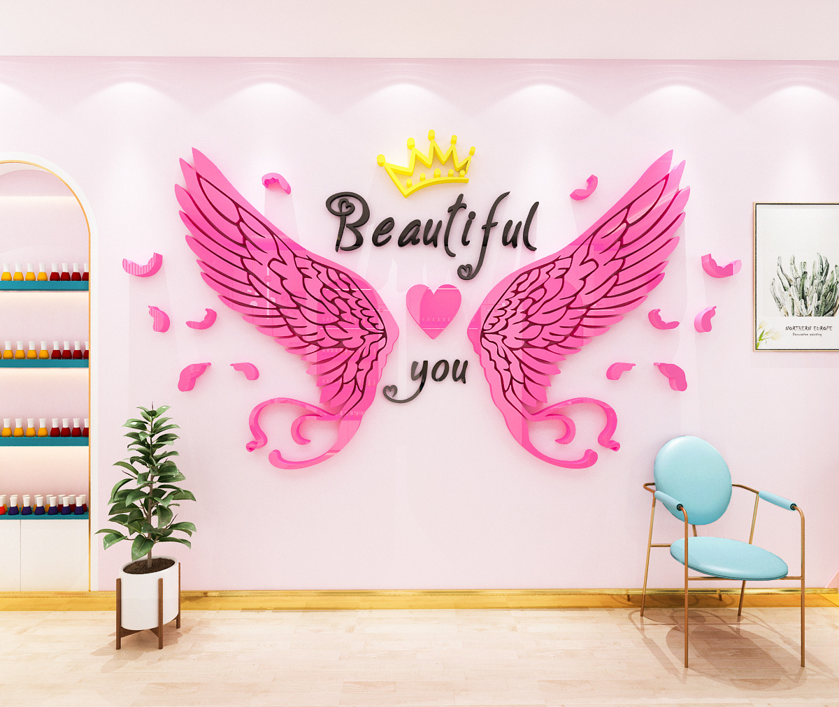 Wallpaper 3D acrylic creative decoration for bedside living room office shopping mall beauty salon background wall sticker