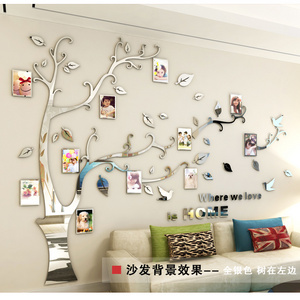 high quality 3d acrylic photo frame memory tree decoration living room sofa restaurant 3D wall stickers decor