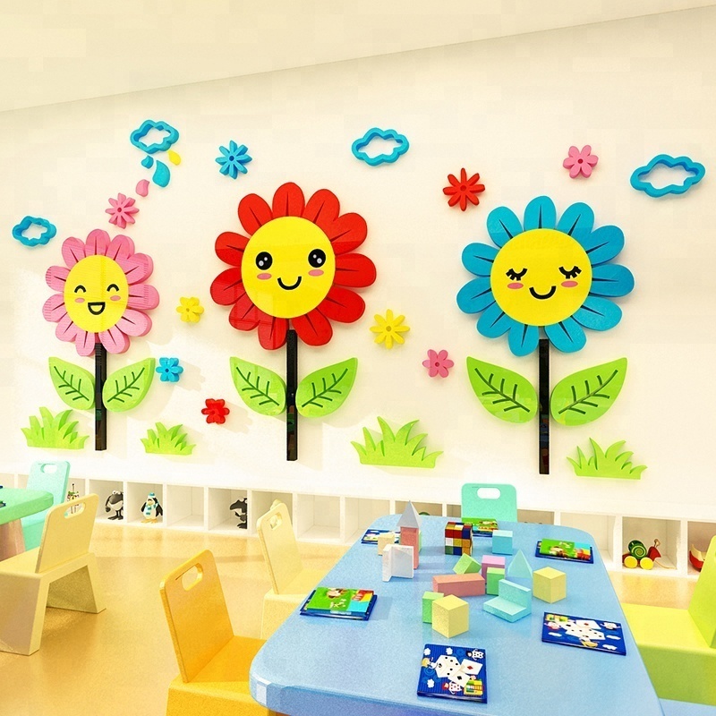 DIY sunflower wall stickers decal for Girls Nursery Babys Bedroom Kitchen Offices Decoration