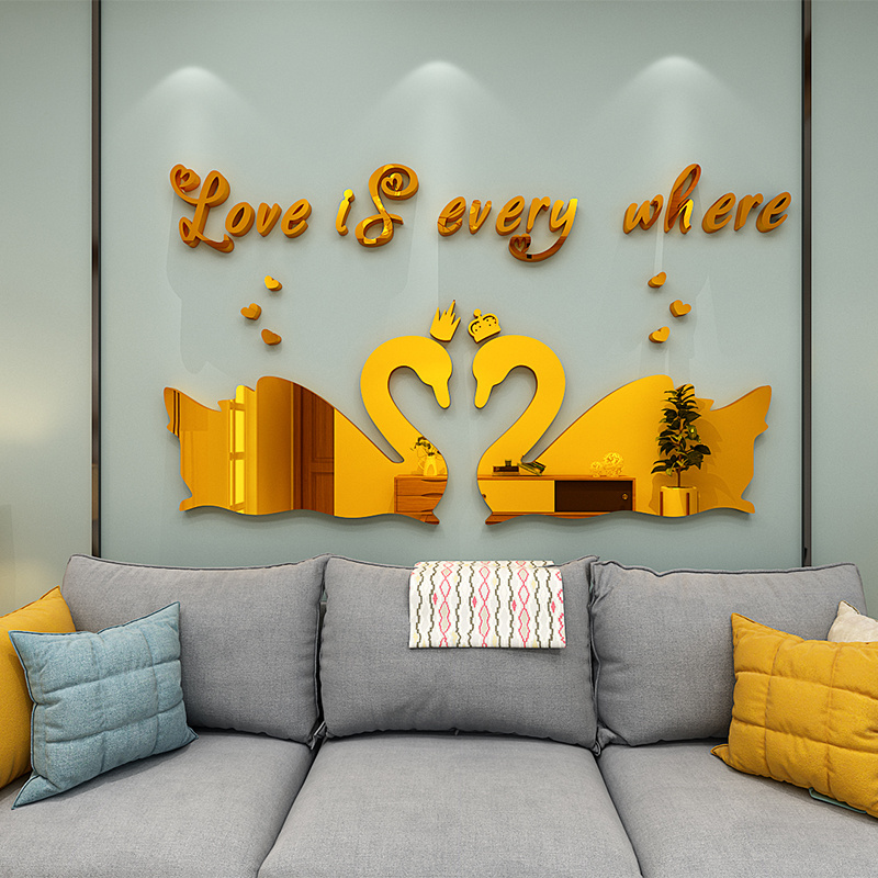 3D Wall Mirror Decal  stickers Swan acrylic art wall sticker DIY home decoration children's room bedroom bathroom decoration