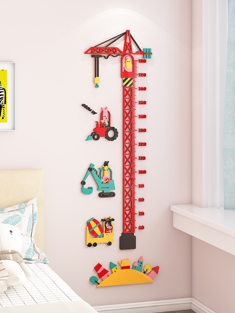 cartoon excavator  Design Growth chart   Nursery Wall Decal kids room decoration Home decoration wall decal