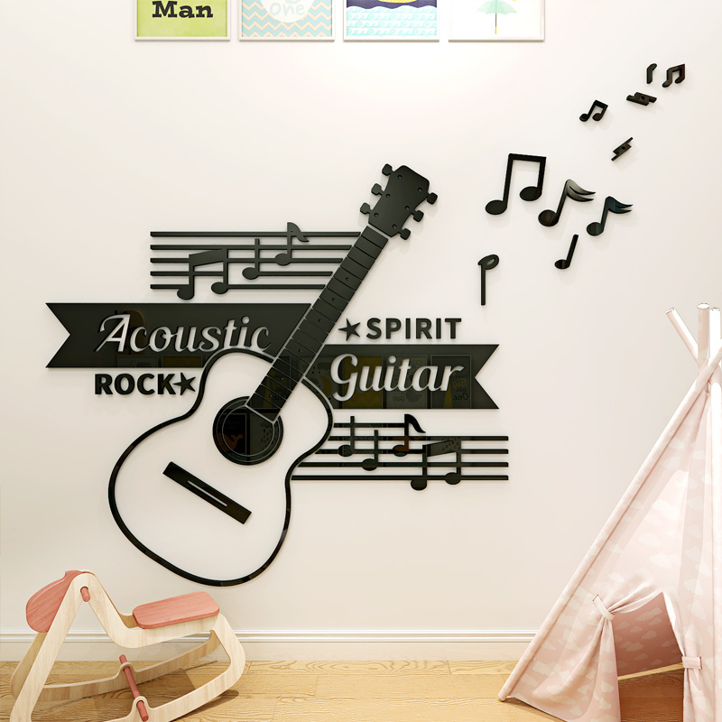 DIY Creative Musical Note Wall acrylic Home Decoration Bedroom Music Classroom 3D Wall stickers