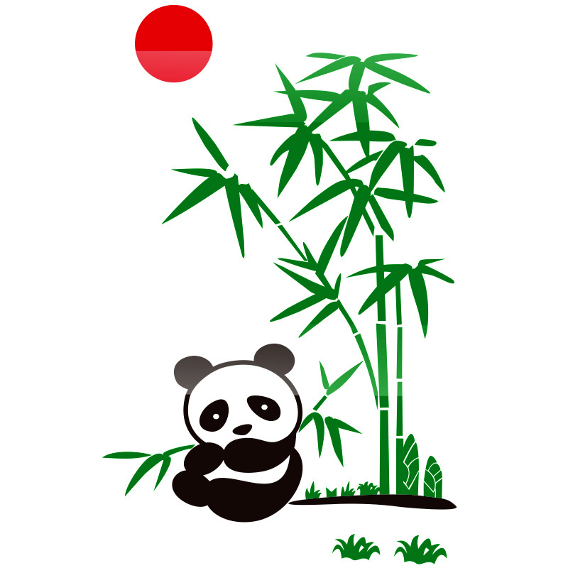 Cute pandas playing in bamboo forest wall sticker kids room bedroom wallpaper diy home decals