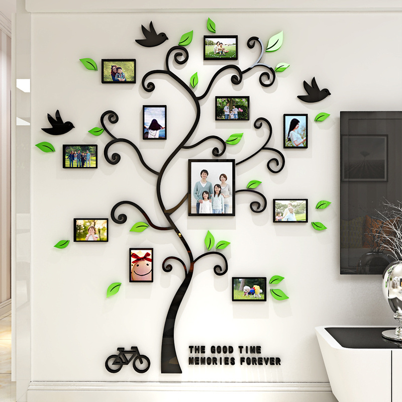 Acrylic Photo Frame wall Family memory Tree Stickers 3d Three-dimensional Wall sticker home decor Living room