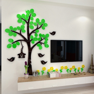 Cartoon tree decals children kids room home decoration acrylic three-dimensional wall stickers