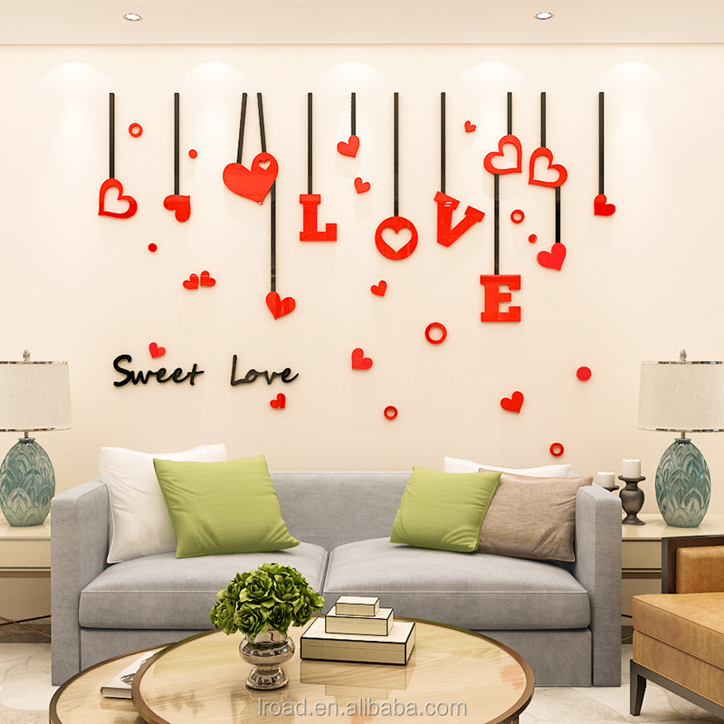 Sell romantic love wall stickers acrylic decorative stickers home decorative stickers