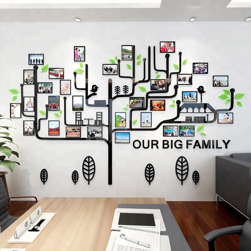 New design large family  tree art Photo frame decor 3D acrylic wall stickers