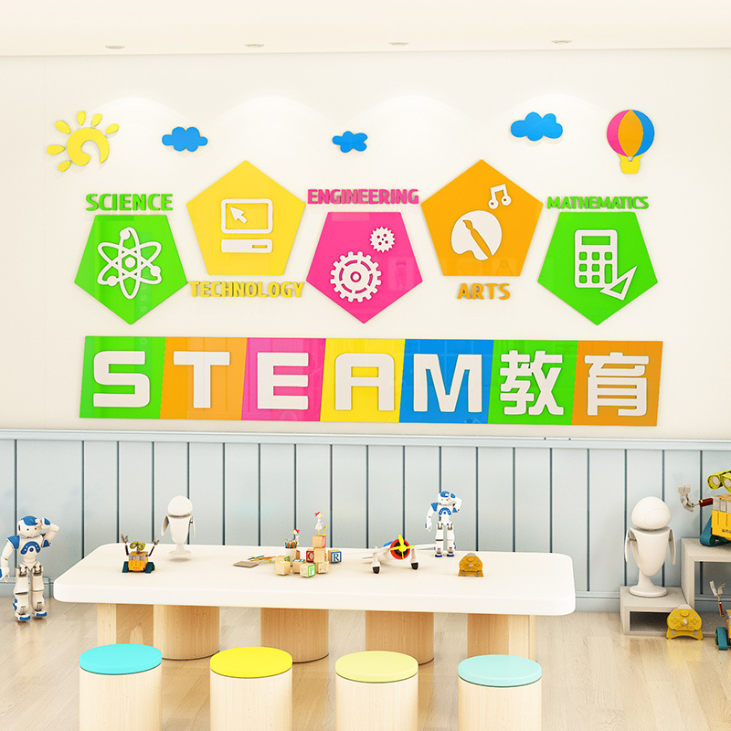 Stem education inspirational sticker 3D 3D 3D children programming science school classroom wall decoration sticker