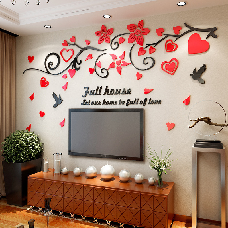 3D flower wall stickers, acrylic wall decal, self-adhesive home decoration sticker