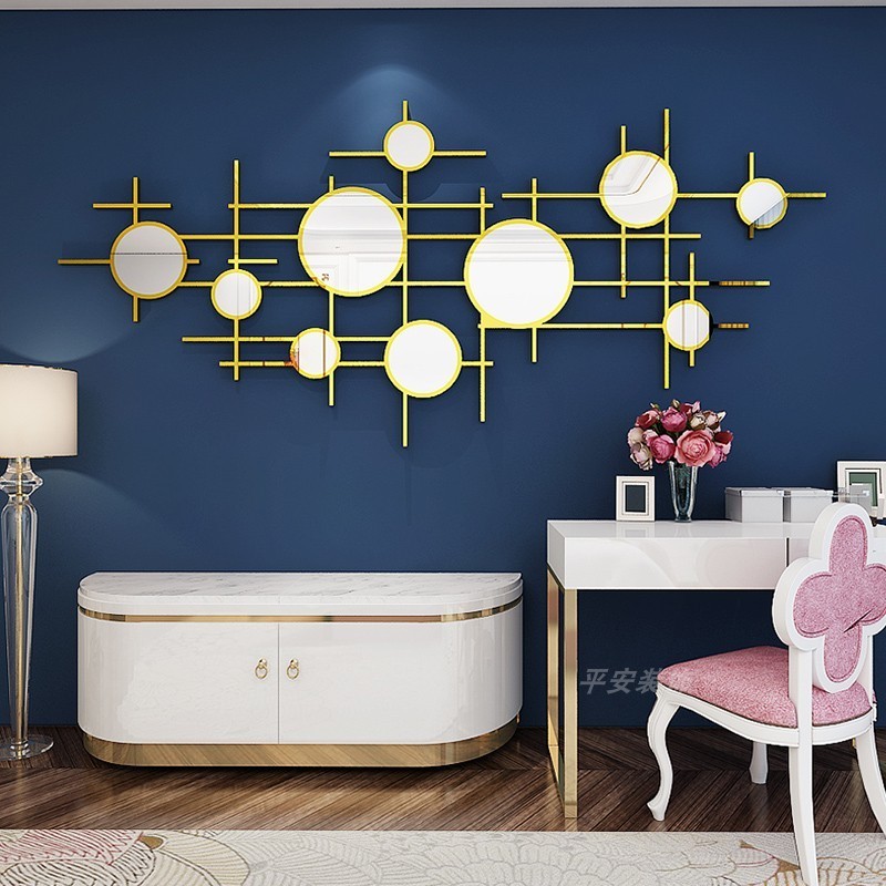 Simple mirror sticker living room bedroom dining room wall environment decoration 3D wall sticker