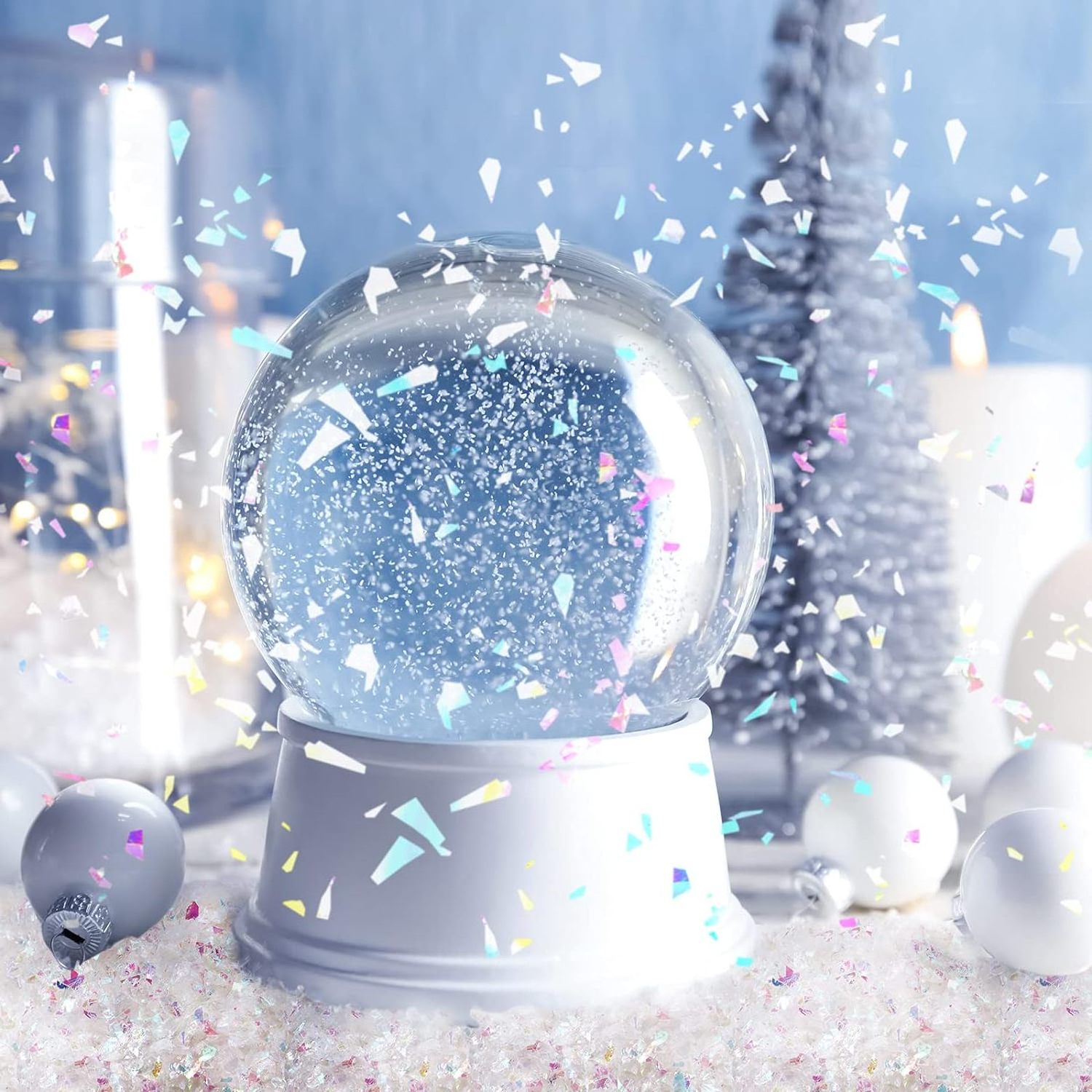 Wholesale Christmas ornament iridescent snow flakes Eco friendly realistic artificial snow glitter scatter snowflakes powder