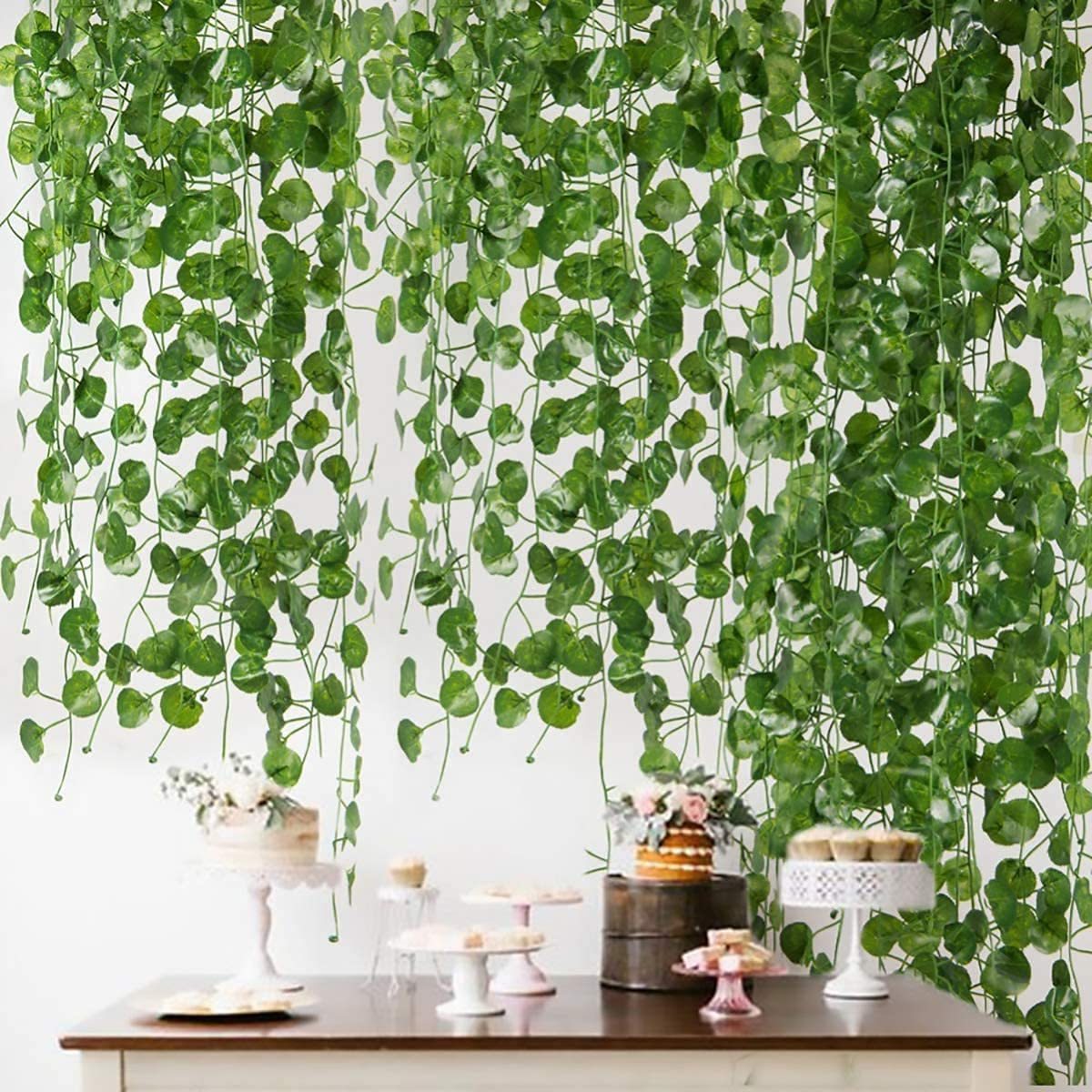 Artificial Vines Hanging Plants Vine Faux Green Leaves Garland for Wall Party Wedding Room Home  Decoration