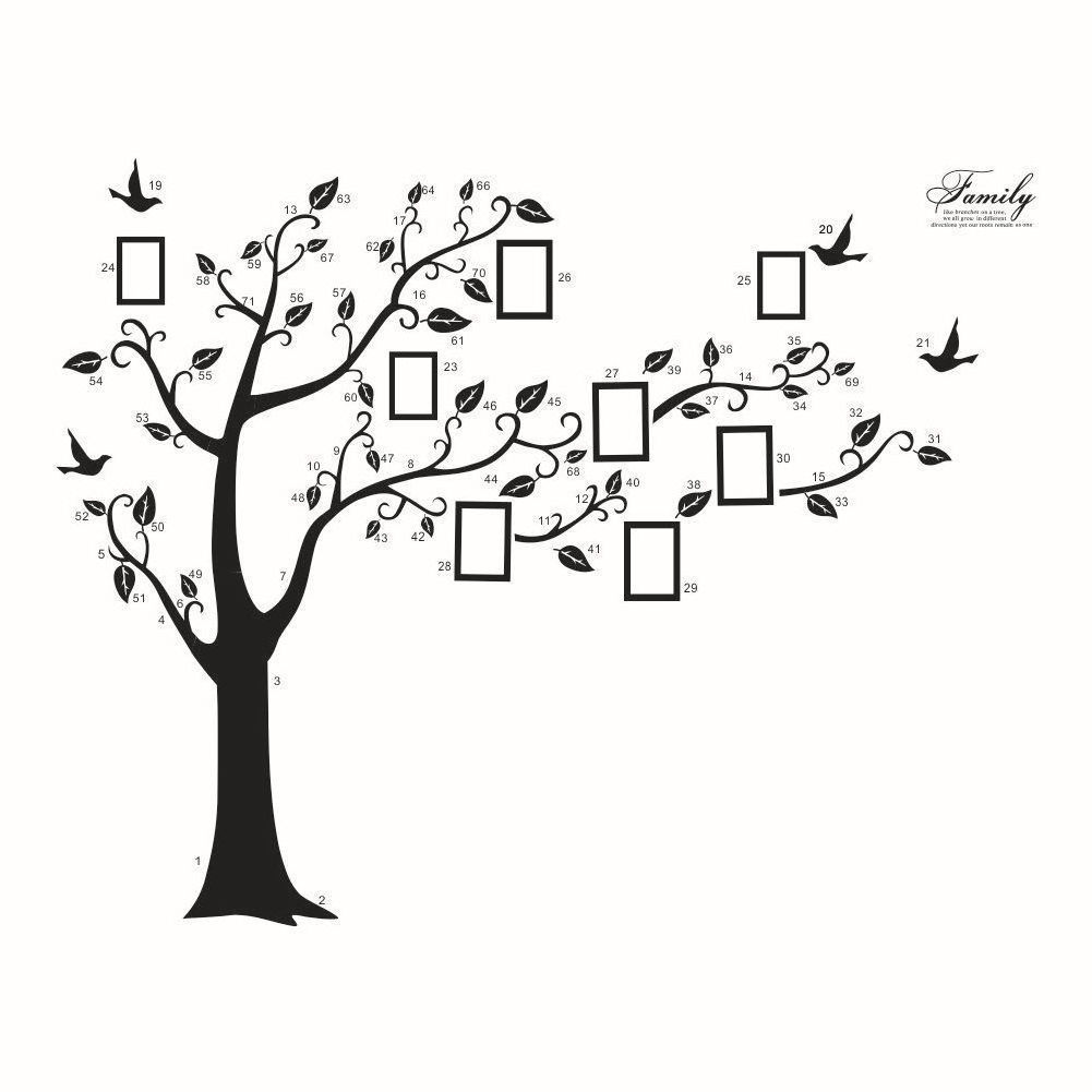 Hot style 180*250cm double-set black transferable memory photo tree wall stickers decoration