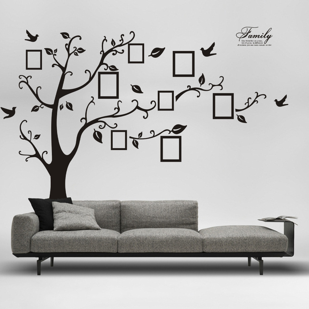 Hot style 180*250cm double-set black transferable memory photo tree wall stickers decoration