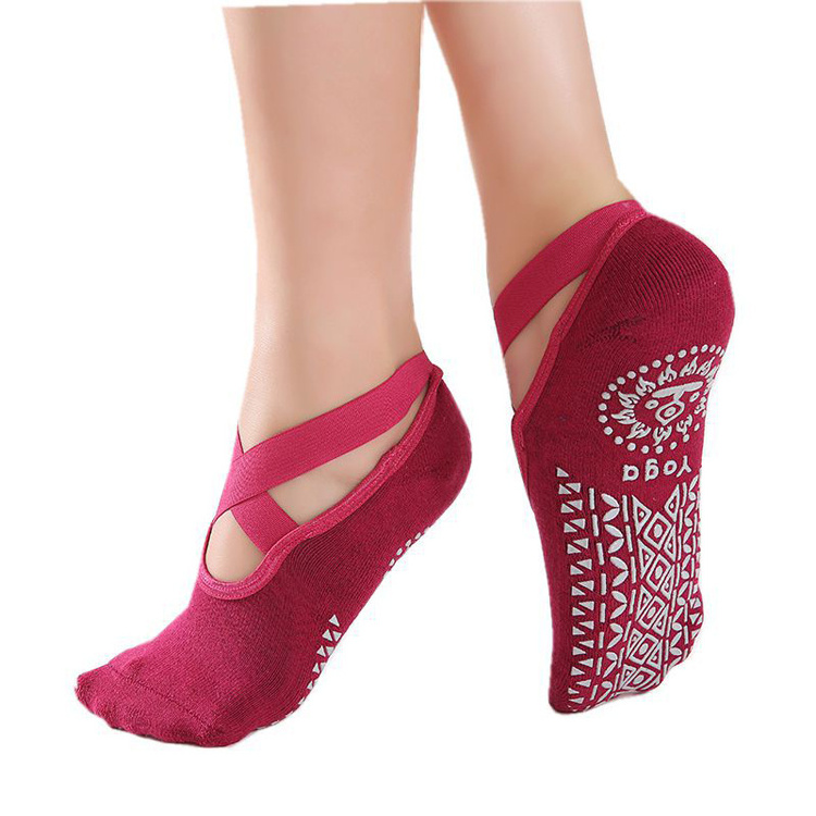 Wholesale Custom Logo Trendy Terry Grip Yoga Pilates Socks Floral Glue Women Anti-Slip Yoga Socks