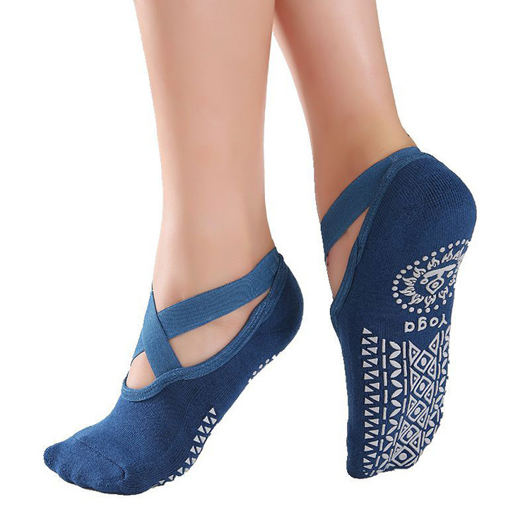 Wholesale Custom Logo Trendy Terry Grip Yoga Pilates Socks Floral Glue Women Anti-Slip Yoga Socks