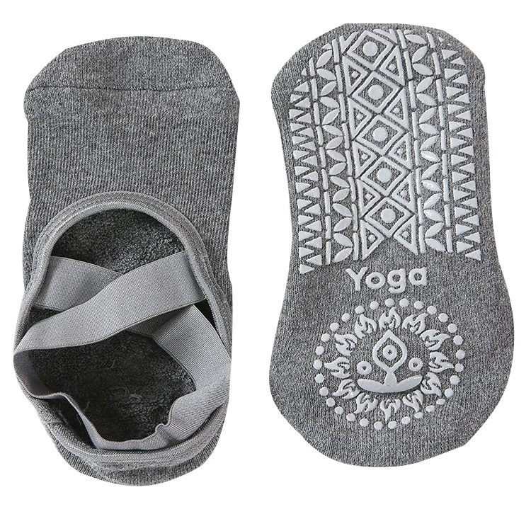 Wholesale Custom Logo Trendy Terry Grip Yoga Pilates Socks Floral Glue Women Anti-Slip Yoga Socks